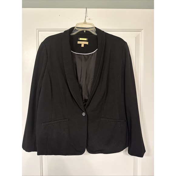Talbots Blazer Jacket Women's 16 Petite Black Shawl Collar Single-Button